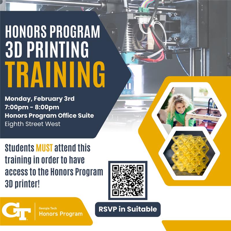 Flyer for Honors Program 3D printer training