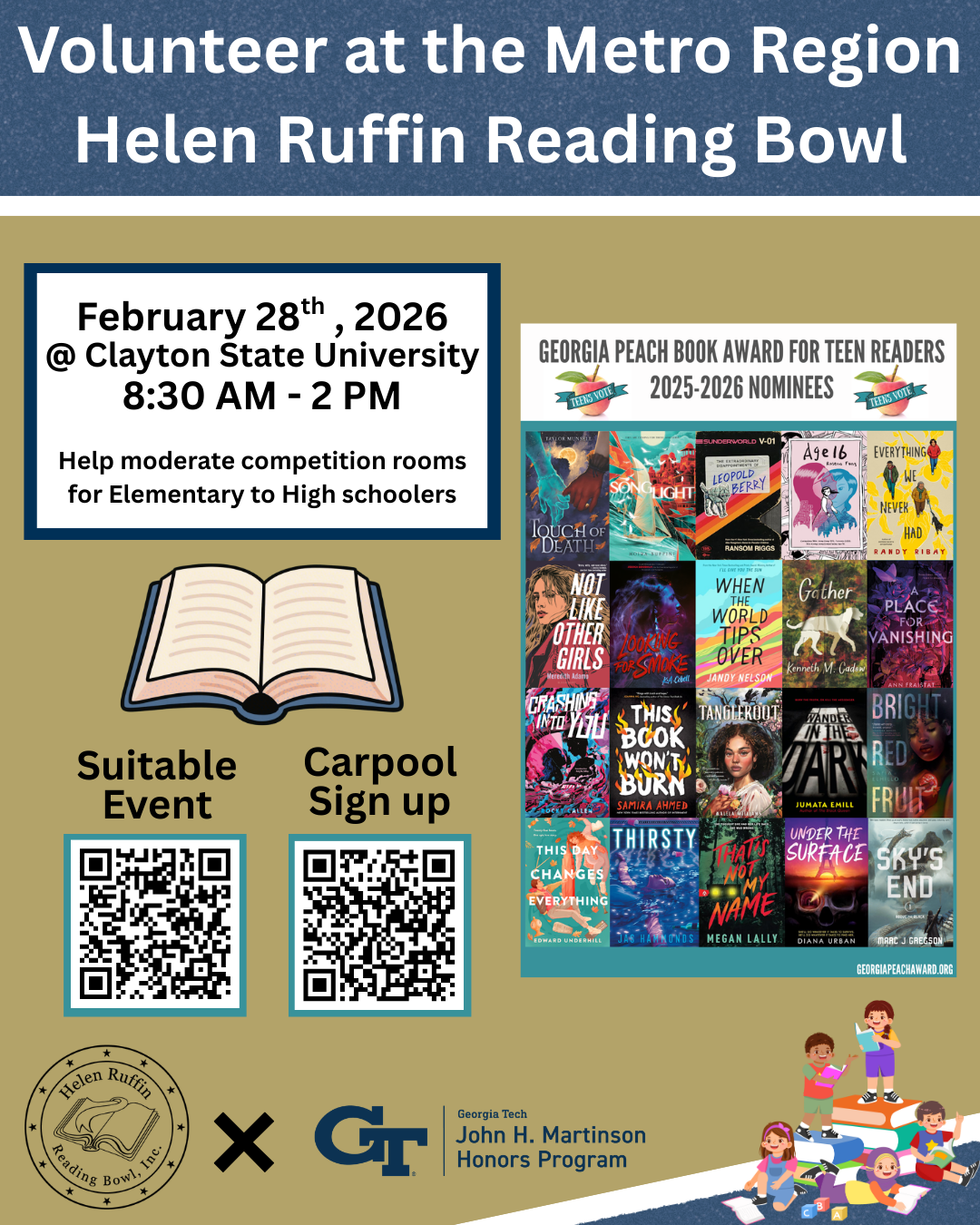 Ad for volunteering at the Helen Ruffin Reading Bowl